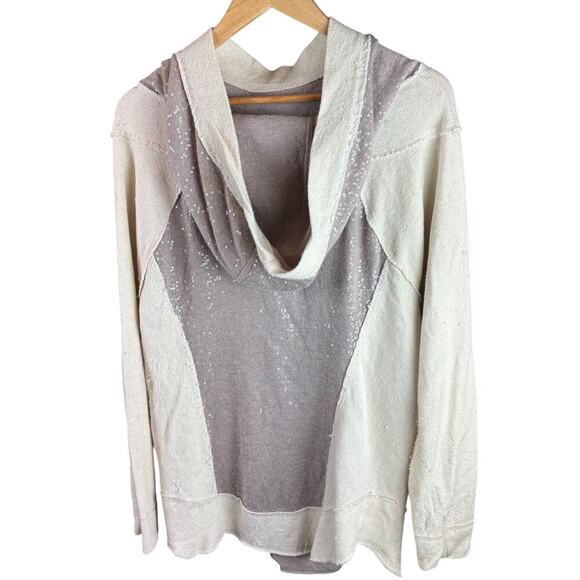 Free People Sequin Swash hoodie sz Medium - muted lilac - Picture 2 of 6